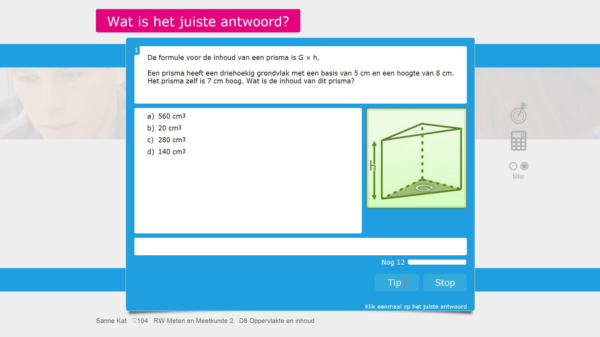 Voorbeeld van een oefening van Muiswerk Meten en Meetkunde 2F. Voorbeeld van een oefening van Muiswerk Meten en Meetkunde 2F.