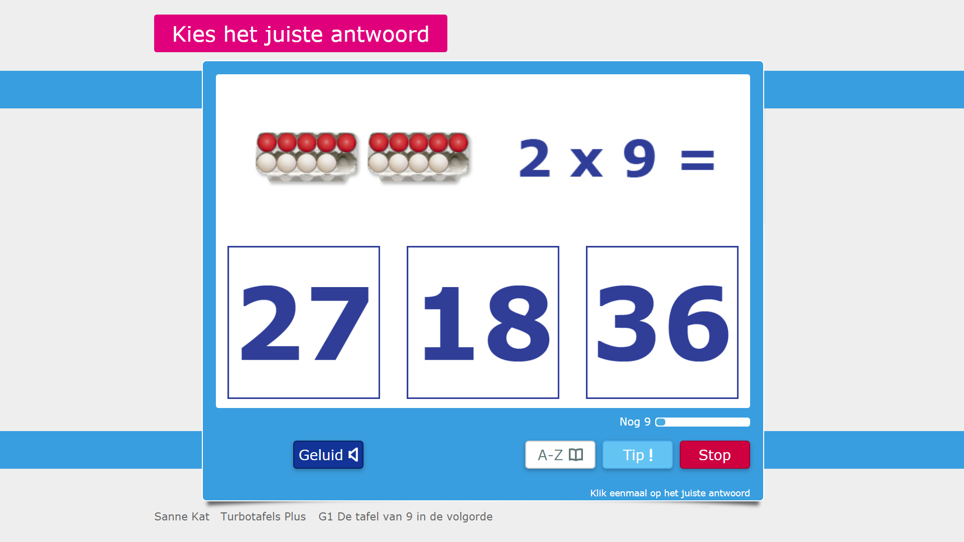 Voorbeeld van een oefening van Muiswerk Turbotafels Plus. Voorbeeld van een oefening van Muiswerk Turbotafels Plus.